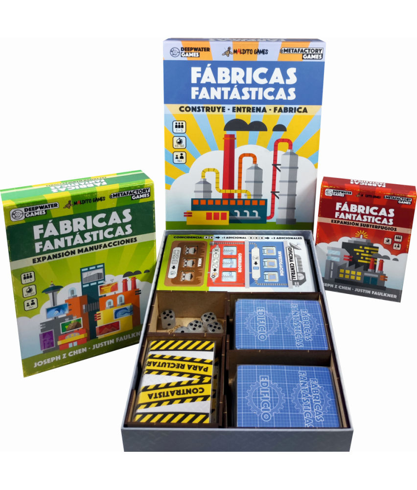 Box Insert for FANTASTIC FACTORIES (Base game + Manufactions expansion + Subterfuge expansion)